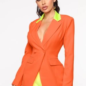 Fashion Nova Getting Promoted Blazer, XL, Orange Combo